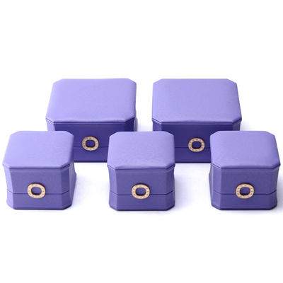 Captivant violet octagonal PU couture boîte à bijoux pour l' anneau oreille pendentif