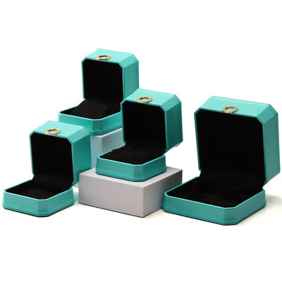 acheter Ornementation de bague octagonale en cyan en cuir en PU bijoux de luxe boîte d'emballage organisateur online manufacture