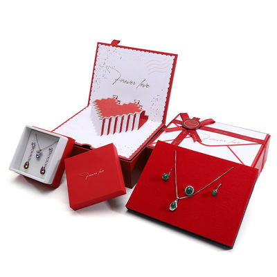 Coffret cadeau de luxe de stockage en carton papier bijoux avec carte de voeux pop-up