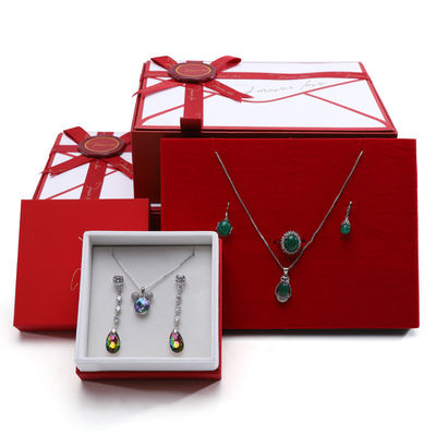 Coffret cadeau de luxe de stockage en carton papier bijoux avec carte de voeux pop-up