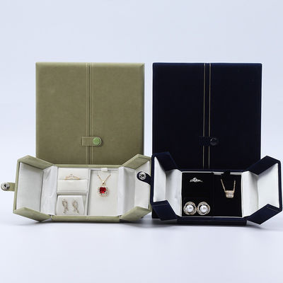 Emballage de coffret de bijoux en velours de marque personnalisée multifonctionnelle avec fermeture au bouton