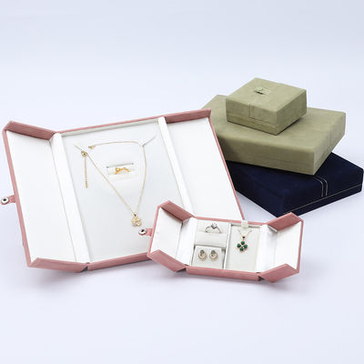 Emballage de coffret de bijoux en velours de marque personnalisée multifonctionnelle avec fermeture au bouton