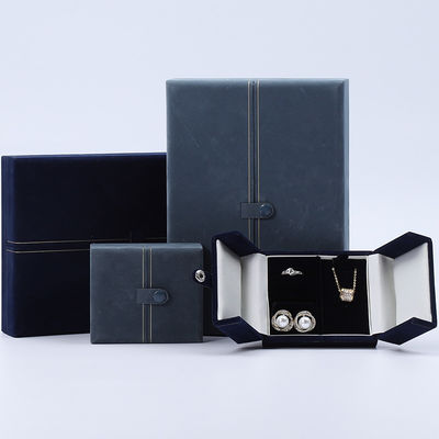 Emballage de coffret de bijoux en velours de marque personnalisée multifonctionnelle avec fermeture au bouton