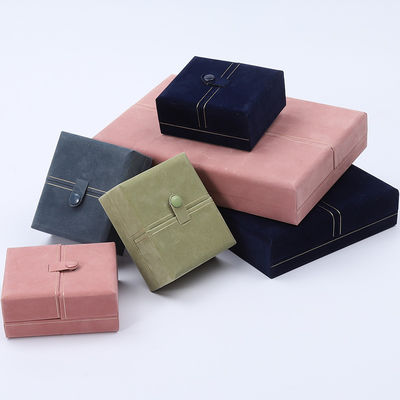 Emballage de coffret de bijoux en velours de marque personnalisée multifonctionnelle avec fermeture au bouton