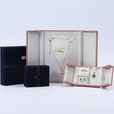 Emballage de coffret de bijoux en velours de marque personnalisée multifonctionnelle avec fermeture au bouton
