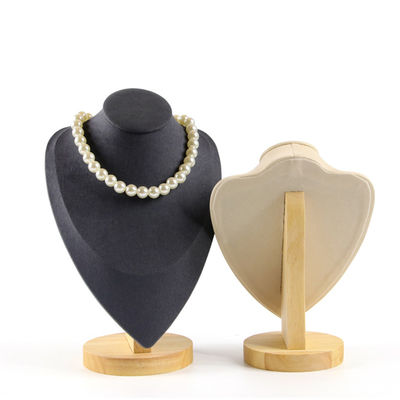Couvercle en velours doux, support de collier en bois, support d'affichage de pendentif, support de buste