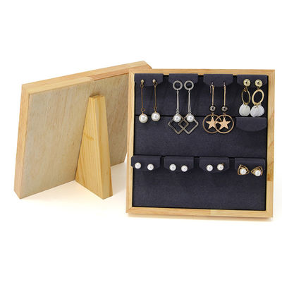 4x3 Pratique multi-cellule Détecteur de bijoux en bois Stand pour boucles d'oreilles Pendant
