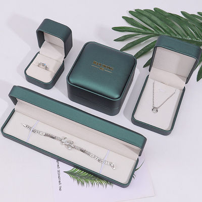 Boîte de rangement de bijoux en faux cuir convexe vert foncé Packaging organisateur de luxe