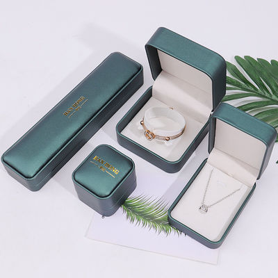 Boîte de rangement de bijoux en faux cuir convexe vert foncé Packaging organisateur de luxe