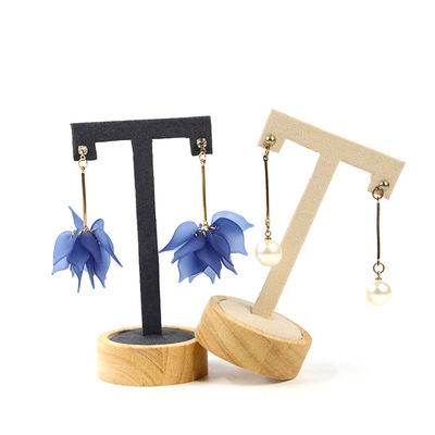 Couverture en cuir en forme de T, écran de goutte à oreille, stand de bijoux, exposition de luxe.