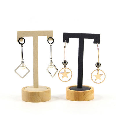 Couverture en cuir en forme de T, écran de goutte à oreille, stand de bijoux, exposition de luxe.