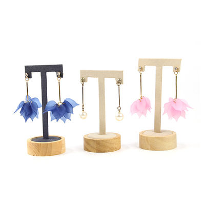 Couverture en cuir en forme de T, écran de goutte à oreille, stand de bijoux, exposition de luxe.