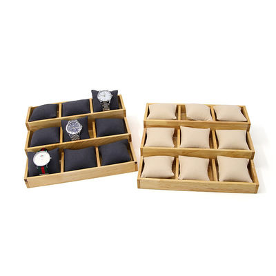 acheter Plaque d'exposition de montres en bois massif 3x3 à cellules multiples avec oreillers pour le spectacle de luxe online manufacture