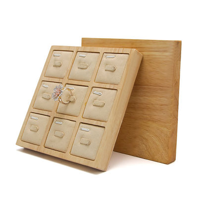 3x3 multi cellules en bois massif bijoux présentation plateau pour les anneaux d'oreille