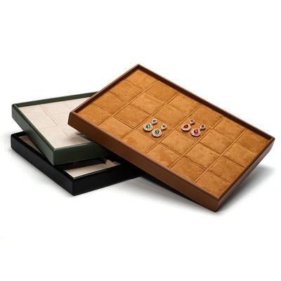 acheter Compartements multiples plateau d'affichage de bijoux en cuir PU revêtement souple accessoires d'exposition online manufacture