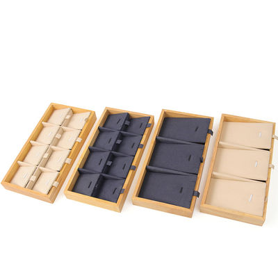 Plateau de stockage de collier en bois massif à cellules multiples