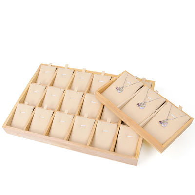 Plateau de stockage de collier en bois massif à cellules multiples