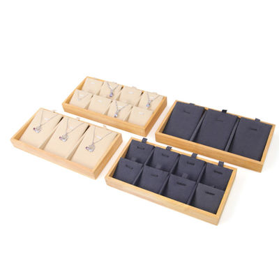 Plateau de stockage de collier en bois massif à cellules multiples