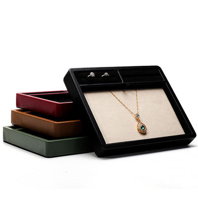 Plaque d'affichage de bijoux en cuir en PU à compartiments multiples pour pendentif d'anneau