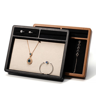 Plaque d'affichage de bijoux en cuir en PU à compartiments multiples pour pendentif d'anneau