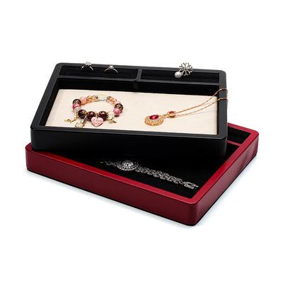 Plaque d'affichage de bijoux en cuir en PU à compartiments multiples pour pendentif d'anneau