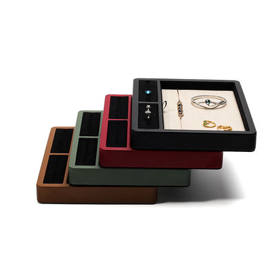 Plaque d'affichage de bijoux en cuir en PU à compartiments multiples pour pendentif d'anneau