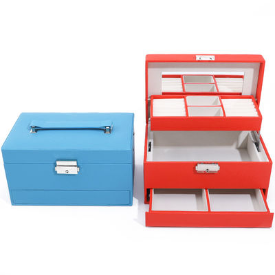 acheter Portatif espace spacieux Faux organizer de bijoux en cuir boîte à cristaux multiples emballage online manufacture