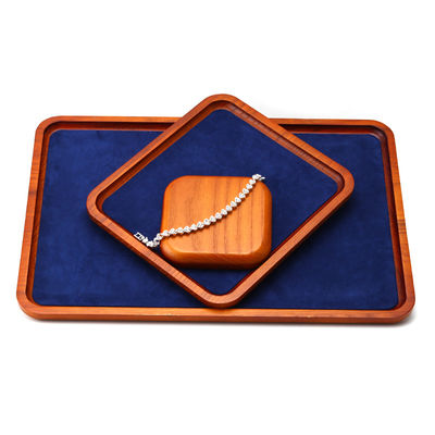 Display de bijoux de luxe en bois massif, accessoires, revêtement en super-fibres de la marine pour l'exposition de bijoux