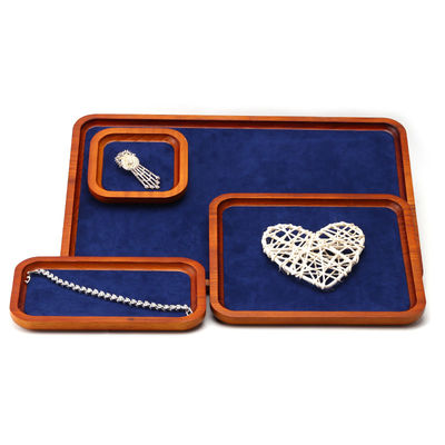 Display de bijoux de luxe en bois massif, accessoires, revêtement en super-fibres de la marine pour l'exposition de bijoux