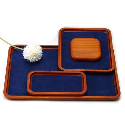 Display de bijoux de luxe en bois massif, accessoires, revêtement en super-fibres de la marine pour l'exposition de bijoux