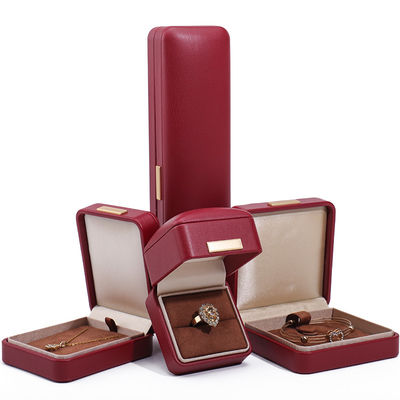 Effets flottants en cuir PU rouge Luxe bijoux boîte d'emballage