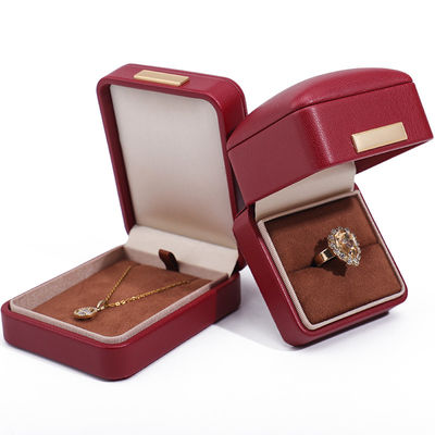 Effets flottants en cuir PU rouge Luxe bijoux boîte d'emballage