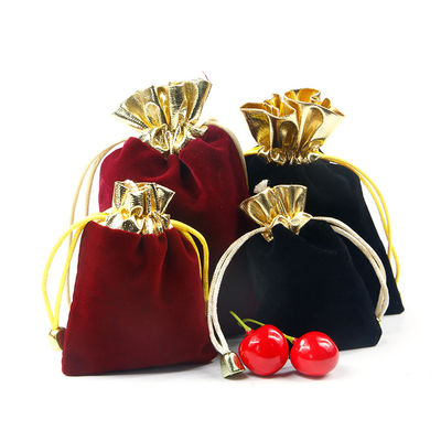 Sac à bijoux en velours à cordes à l' or