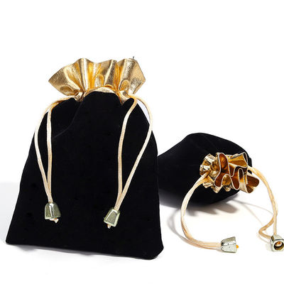 Sac à bijoux en velours à cordes à l' or