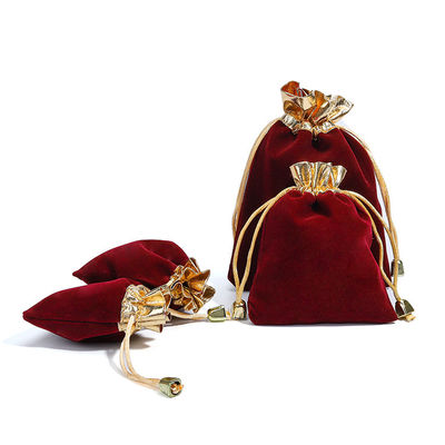 Sac à bijoux en velours à cordes à l' or