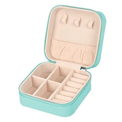 Compartiments multiples en PU en cuir pour les bijoux de voyage, boîte d'organisation, sac fermeture à glissière