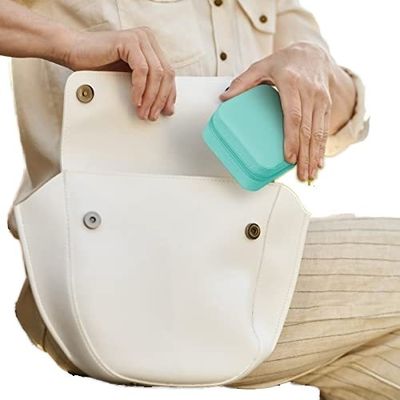 Compartiments multiples en PU en cuir pour les bijoux de voyage, boîte d'organisation, sac fermeture à glissière