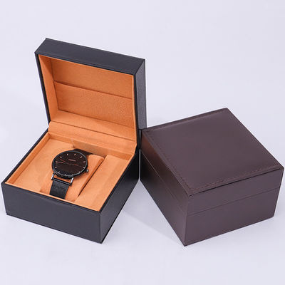 Boîte de rangement de montres en cuir en PU avec poche intérieure pour bijoux