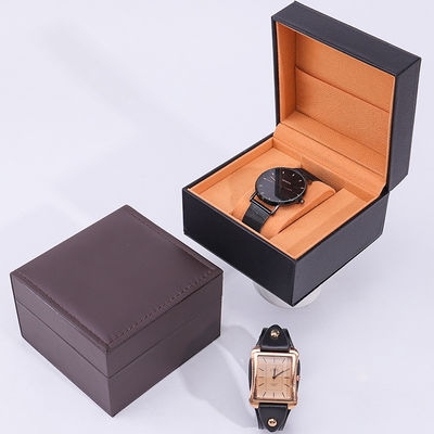 Boîte de rangement de montres en cuir en PU avec poche intérieure pour bijoux