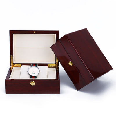 Boîte de rangement de montres de luxe en bois inoxydable OEM avec fermeture au bouton