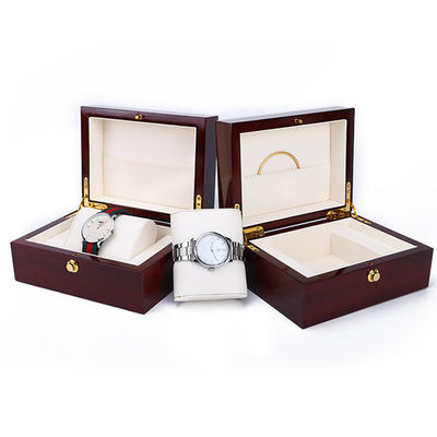 Boîte de rangement de montres de luxe en bois inoxydable OEM avec fermeture au bouton