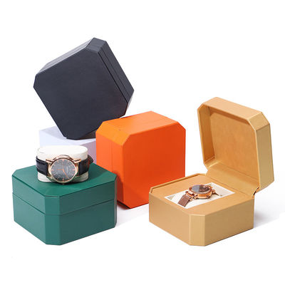 Boîte de montre en cuir de luxe avec douce doublure de velours pour cadeau
