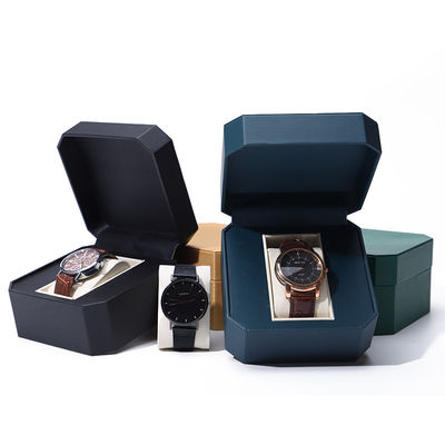 Boîte de montre en cuir de luxe avec douce doublure de velours pour cadeau