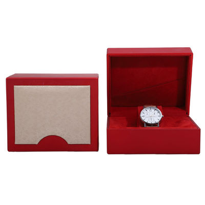 Boîte d'emballage de montres en plastique brillante et lisse avec un motif en cuir élégant