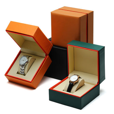 Casque de montre en cuir PU résistant à la poussière avec bordure interne rouge