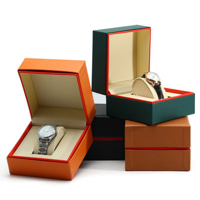 Casque de montre en cuir PU résistant à la poussière avec bordure interne rouge