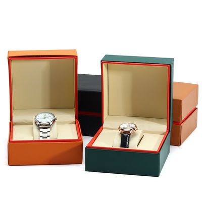 Casque de montre en cuir PU résistant à la poussière avec bordure interne rouge