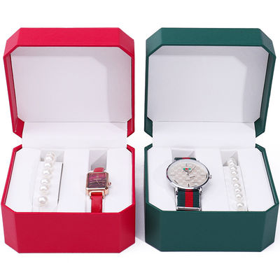 Casse de garde de montre en cuir octogonale Compartiments multiples pour emballage cadeau