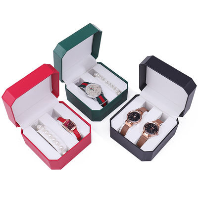 Casse de garde de montre en cuir octogonale Compartiments multiples pour emballage cadeau