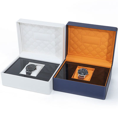 Boîte de montres en cuir en PU à douceur de toucher Emballage de luxe avec un intérieur en bois élégant